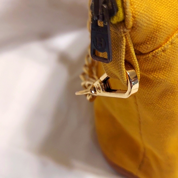 HERMES Bag Bolide Small Yellow Canvas with leather Trim Makeup Cosmetic Pouch - Picture 11 of 11